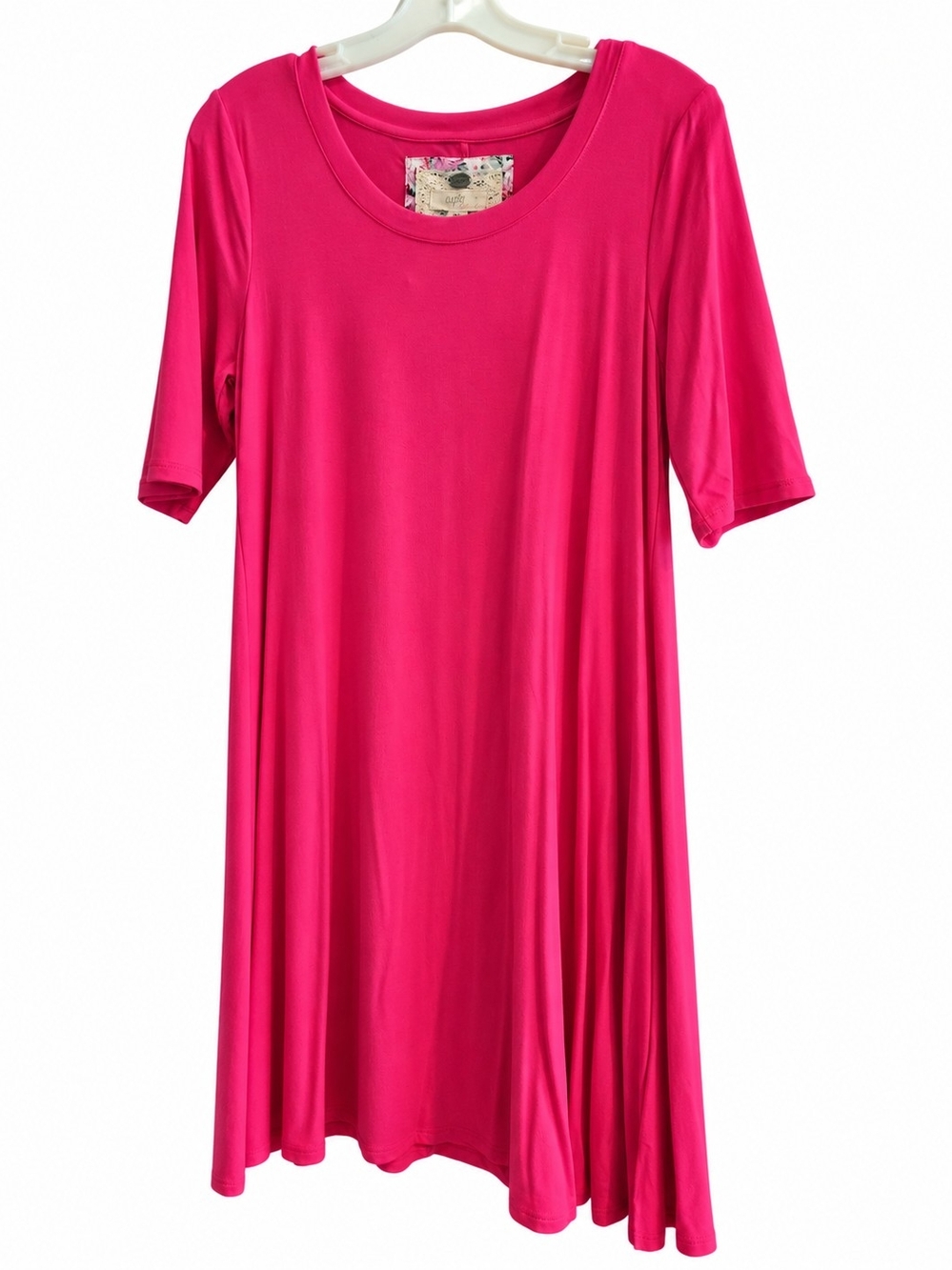 Cupio Blush Hot Pink Short Sleeve Swing Dress NWT Size M